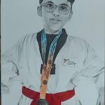 Rising Champion: Taekwondo Boy with His Red Belt