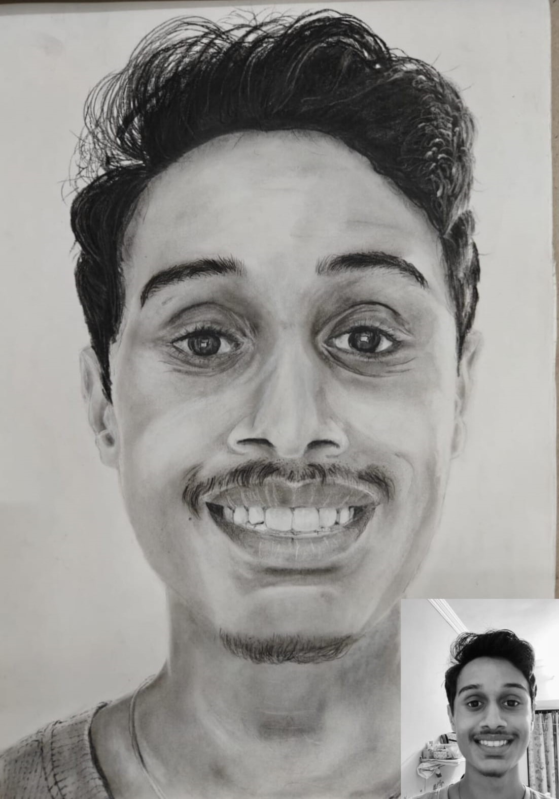 Charcoal Portrait of Radiant Joy