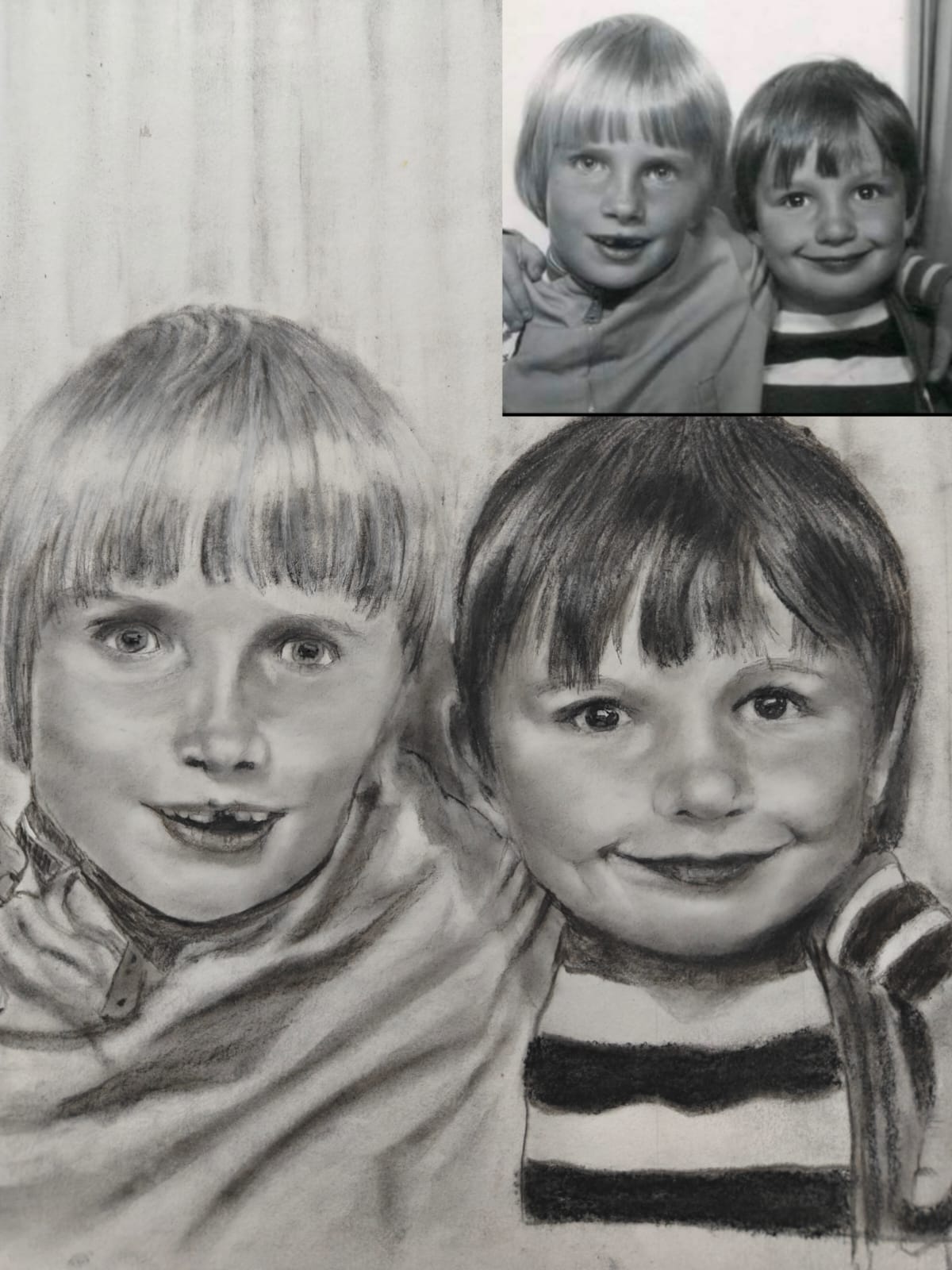 Charcoal Portrait of Timeless Bonds